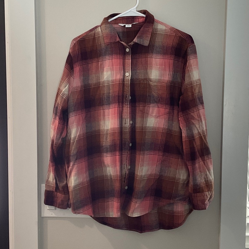 Old Navy Red and Brown Plaid Casual Shirt